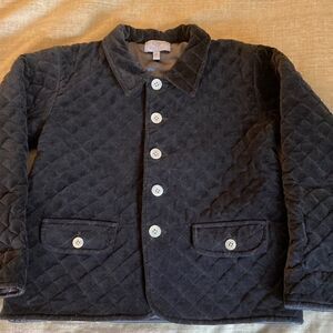 Carolina New York Unisex Cotton Velvet Quilted Jacket in Dark Gray. Size 6Y.